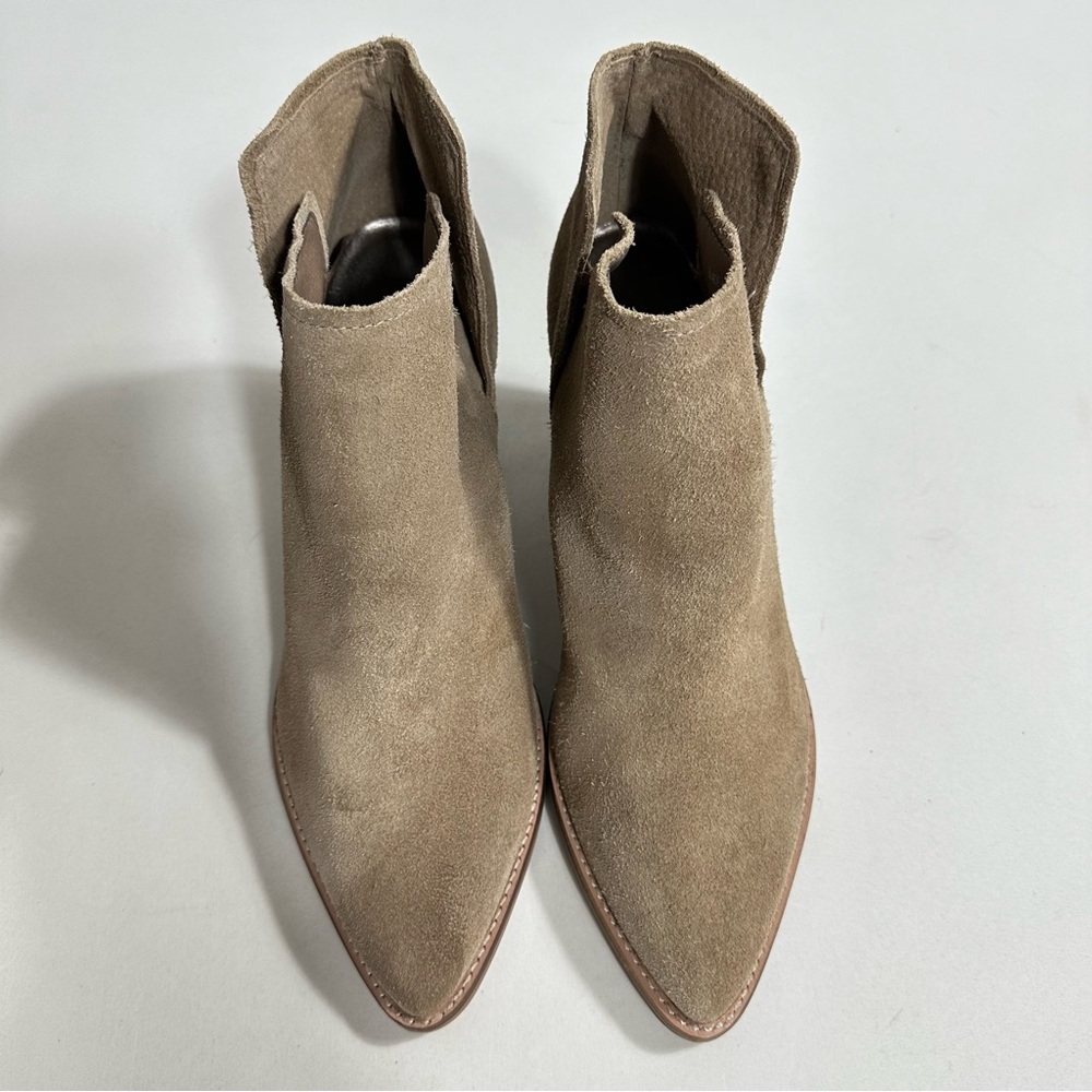 Dolce Vita Womens Sz 10 Boots Spade Tan Suede Block Heel Pull On Ankle Booties - Picture 7 of 12